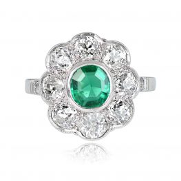1.00ct Natural Emerald And Diamond Cluster Halo Engagement Ring 14038-TV-1000PX