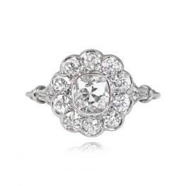 Antique Cushion Cut Diamond Halo Ring - Norfork Ring 14047 TV