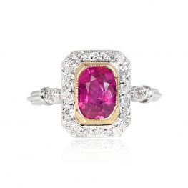 Nonheated Burma Ruby Diamond Halo Ring - Verbena Ring 14066 TV