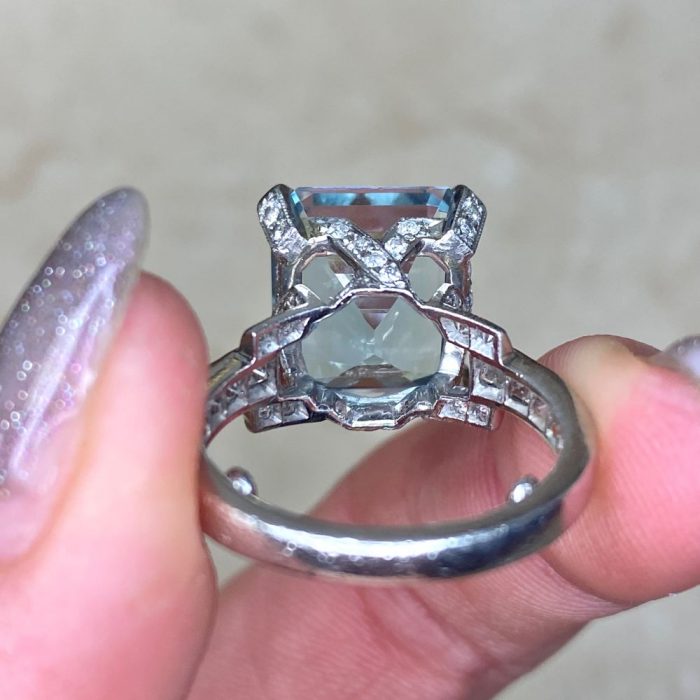Platinum Mounting Prong Set Basket Motif Gemstone Ring 14097 F6