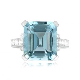 6.75ct Emerald Cut Aquamarine Cocktail Ring - Vermont Ring 14097 TV
