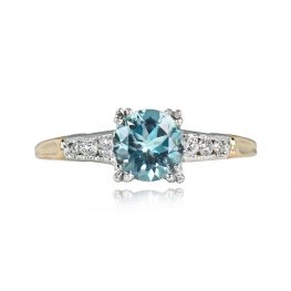 0.64 Carat Round Aquamarine Birthstone Engagement Ring - Coatesville Ring 14100 TV