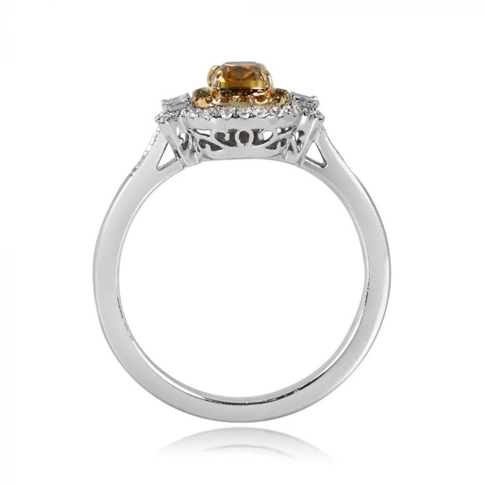 Yellow Brown Diamond Halo Engagement Ring - Montmartre Ring 14104 SV