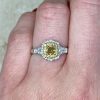 0.46ct Cushion Cut Yellow Brown Diamond Double Halo Engagement Ring 14105 F2