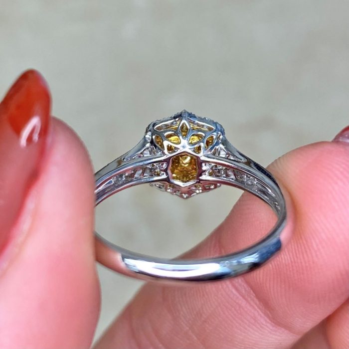 18k White Gold Mounting Yellow- Brown Diamond Engagement Ring 14105 F6