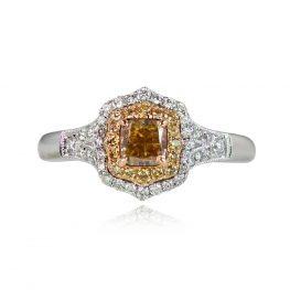 0.46ct Cushion Cut Yellow-Brown Diamond Ring - Somers Ring 14105 TV
