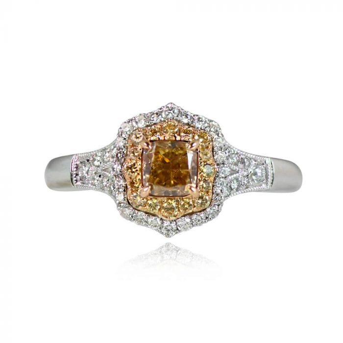 0.46ct Cushion Cut Yellow-Brown Diamond Ring - Somers Ring 14105 TV