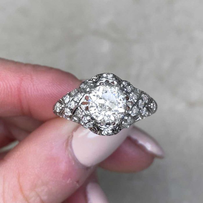 Edwardian Era Old European Cut Diamond Engagement Ring 14139-F5