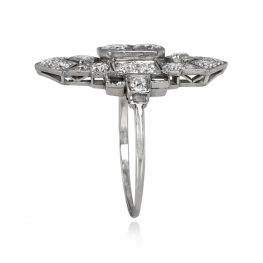 Art Deco Diamond Onyx Cocktail Ring - Glassboro Ring 14140 TVS