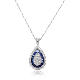 Pear Shape and Round Brilliant Diamond Pendant - Marceline Pendant 14144 TV