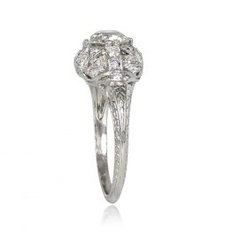 Hand Engraved Platinum Mounting Diamond Engagement Ring Antique Art Deco 14146-TVS-1000PX