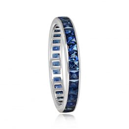 French Cut Sapphire Platinum Wedding Band - Columbia Band 14172 TSV