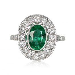 1.39ct Oval Cut Natural Emerald And Diamond Halo Engagement Ring 14182-TV-1000PX