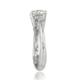 Round Brilliant and Tapered Baguette Cut Diamond Ring - 14185 TSV