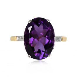 Prong Set Natural 5.29 Carat Amethyst Gemstone Ring 14186-TV-1000PX