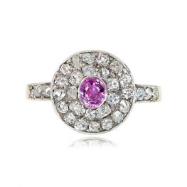Antique Victorian Pink Sapphire Engagement Ring - Amiens Ring 14213 TV