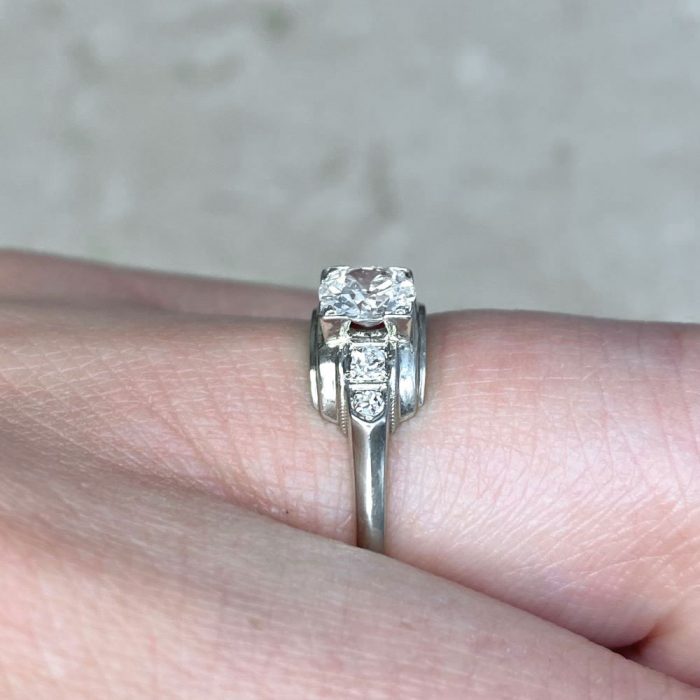 Single Cut Diamond Accented Vintage Engagement Ring 14216 F4