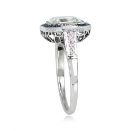 Asscher Cut Diamond Sapphire Halo Ring - Caffrey Ring 14226 TSV