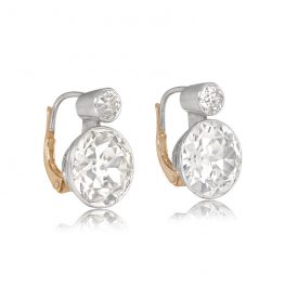 Platinum And 18k Yellow Gold Mounting Open Work Back Gallery Diamond Earrings 14246_TSV