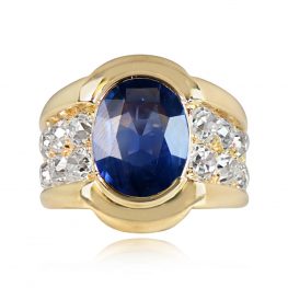 Vintage French Oval Cut Sapphire Ring - Arezza Ring 14256 TV