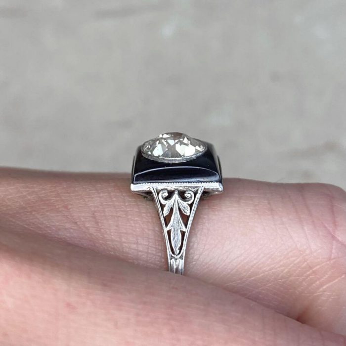 Platinum Mounting Open Work Shoulder Accented Ring 14265-F3