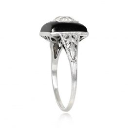 Antique Art Deco Diamond Onyx Ring - Crowley Ring 14265 TSV