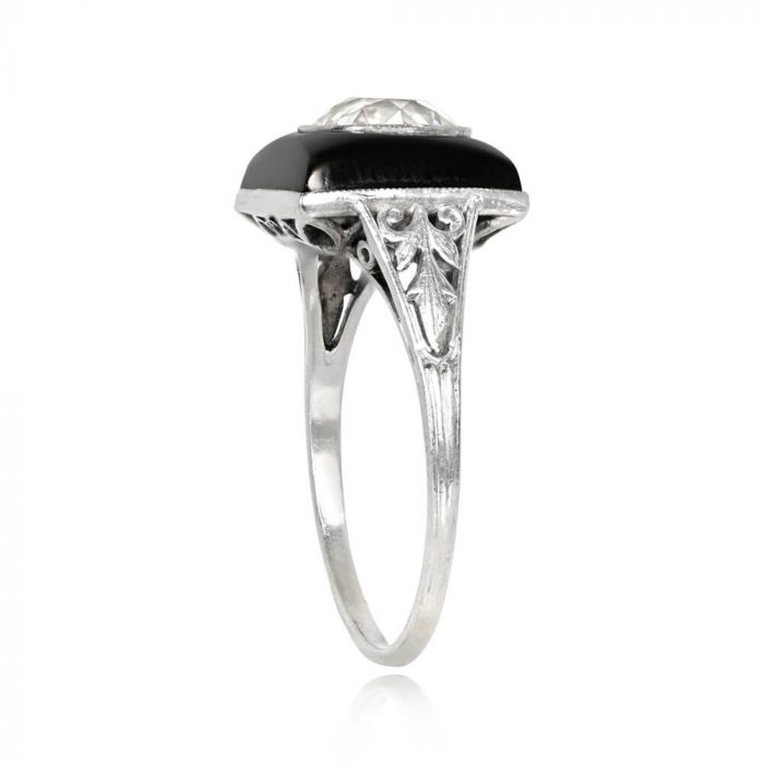 Antique Art Deco Diamond Onyx Ring - Crowley Ring 14265 TSV