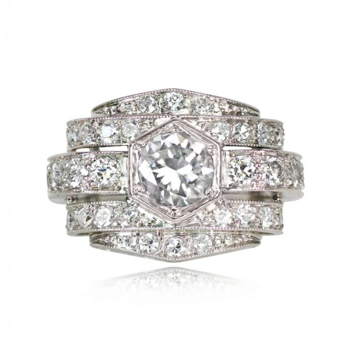 0.70ct Transitional Cut Diamond Engagement Ring - Mill Ring 14280 TV