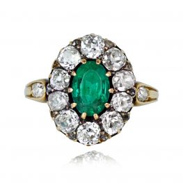 Emerald and Diamond Ring Calverley Ring Top View
