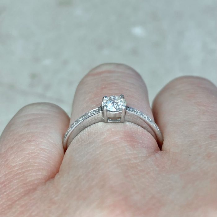 Prong Set Old European Cut Diamond 0.35ct Engagement Ring 14318-F3