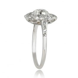 H Color SI1 Clarity Diamond Cluster Engagement Ring Platinum Mounting