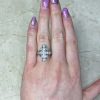 Hand Crafted Art Deco Platinum Mounting Elongated Engagement Ring 14358-F1