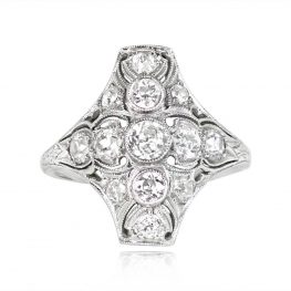 Antique Art Deco Three Stone Ring - Clermont Ring 14358 TV