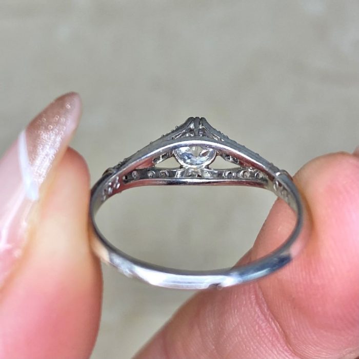 Platinum Mounting Open Work Under Gallery Diamond Engagement Ring 14369 F6
