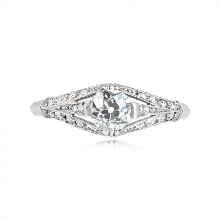 Art Deco Diamond Ring Girona Ring Top View 14369