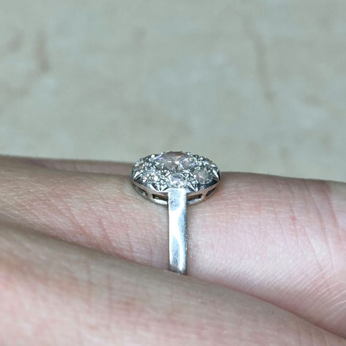 Low Profile Platinum Mounting Diamond Cluster Ring 14371-F4