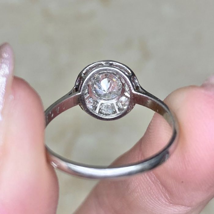 Platinum Mounting Diamond Cluster Engagement Ring 0.80ct TDW 14371-F6