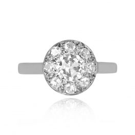 Antique Diamond Cluster Ring Carnegie Ring Top View