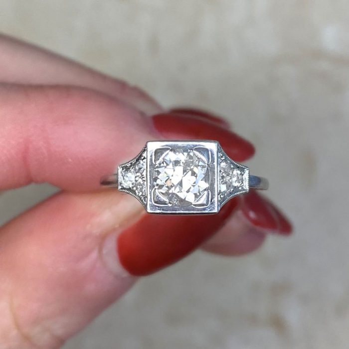 0.70ct Old European Cut Diamond Bpx Prong Platinum Engagement Ring