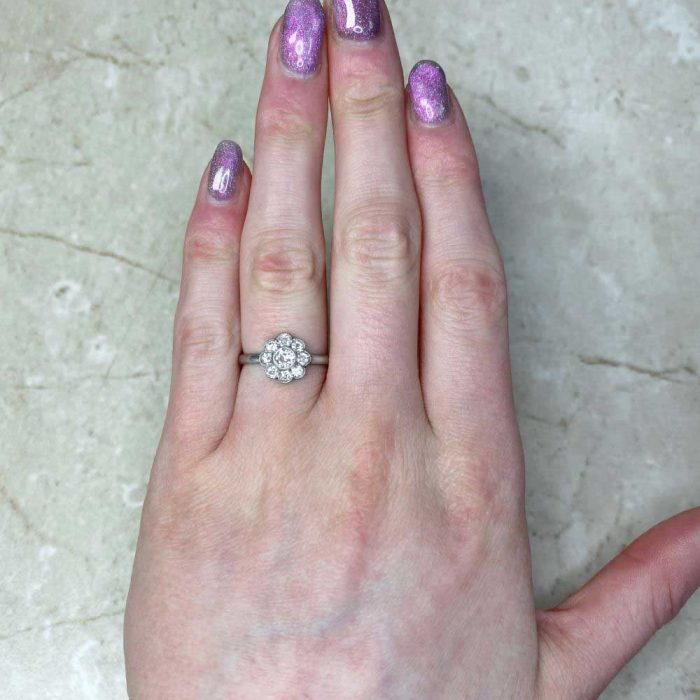 0.20ct Old European Cut Diamond Center Stone Platinum Mounting Engagement Ring 14394-F1