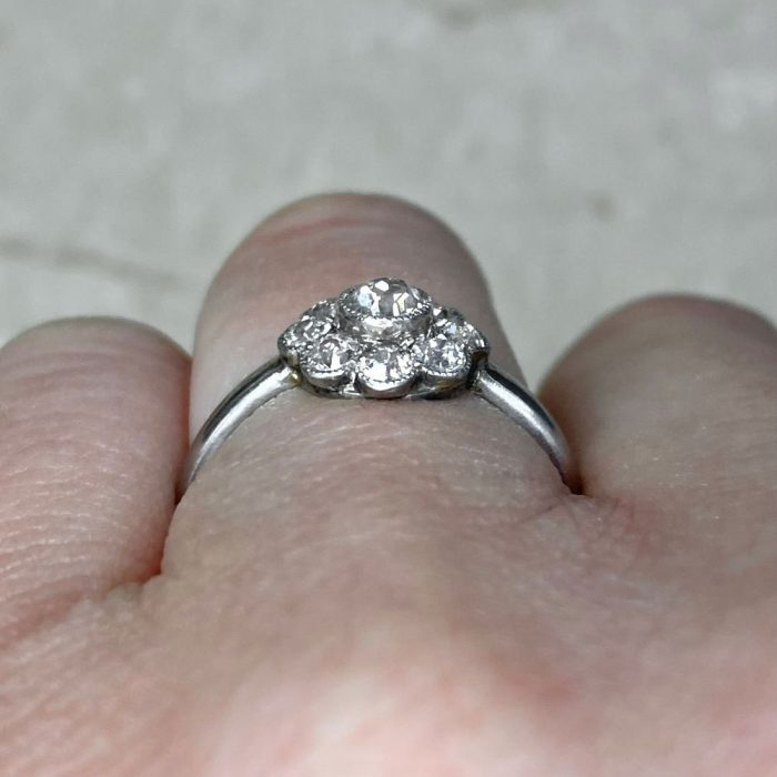 Low Profile Diamond Cluster Engagement Ring 14394-F3
