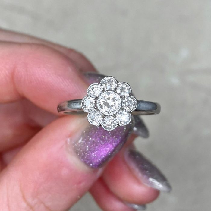 Antique Edwardian Era Diamond Cluster Engagement Ring 14394-F5