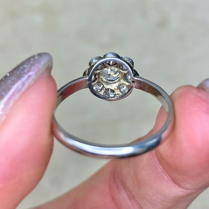 Platinum Mounting Diamond Bezel Set Cluster Engagement Ring Circa 1900
