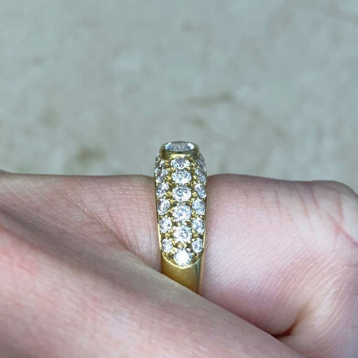 Vintage Cartier 18k Yellow Gold Mounting Studded Diamond Ring 14398-F4