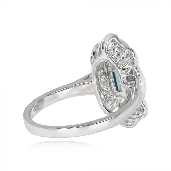 Aquamarine and Diamond Halo Cocktail Ring - Vineland Ring 14428 BK