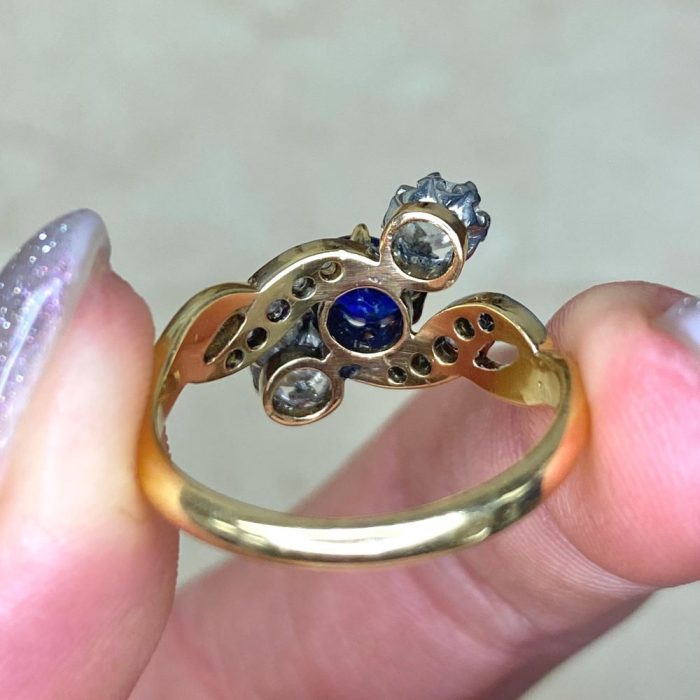 Platinum On 18k Yellow Gold Mounting Three Stone Ring Circa 1900 14435 F6