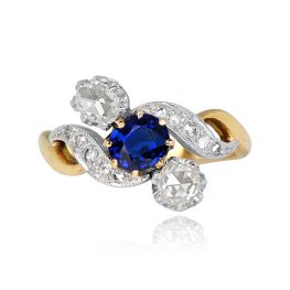Sapphire and Diamond Ring Clovelly Row Ring Top View