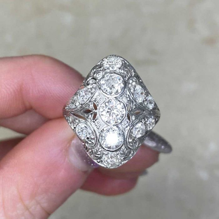 Hand Crafted Antique Art Deco Diamond Engagement Ring 14436-F5