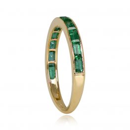 Channel Set Natural Emerald Band Barden Green Band Top Side View
