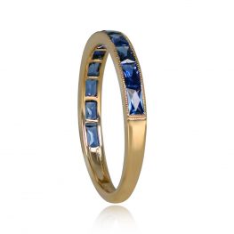 French Cut Sapphire Half Eternity Band - Manetto Band 14457 TSV